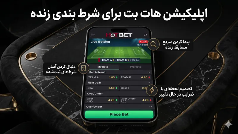 اپلیکیشن هات بت برای شرط بندی زنده